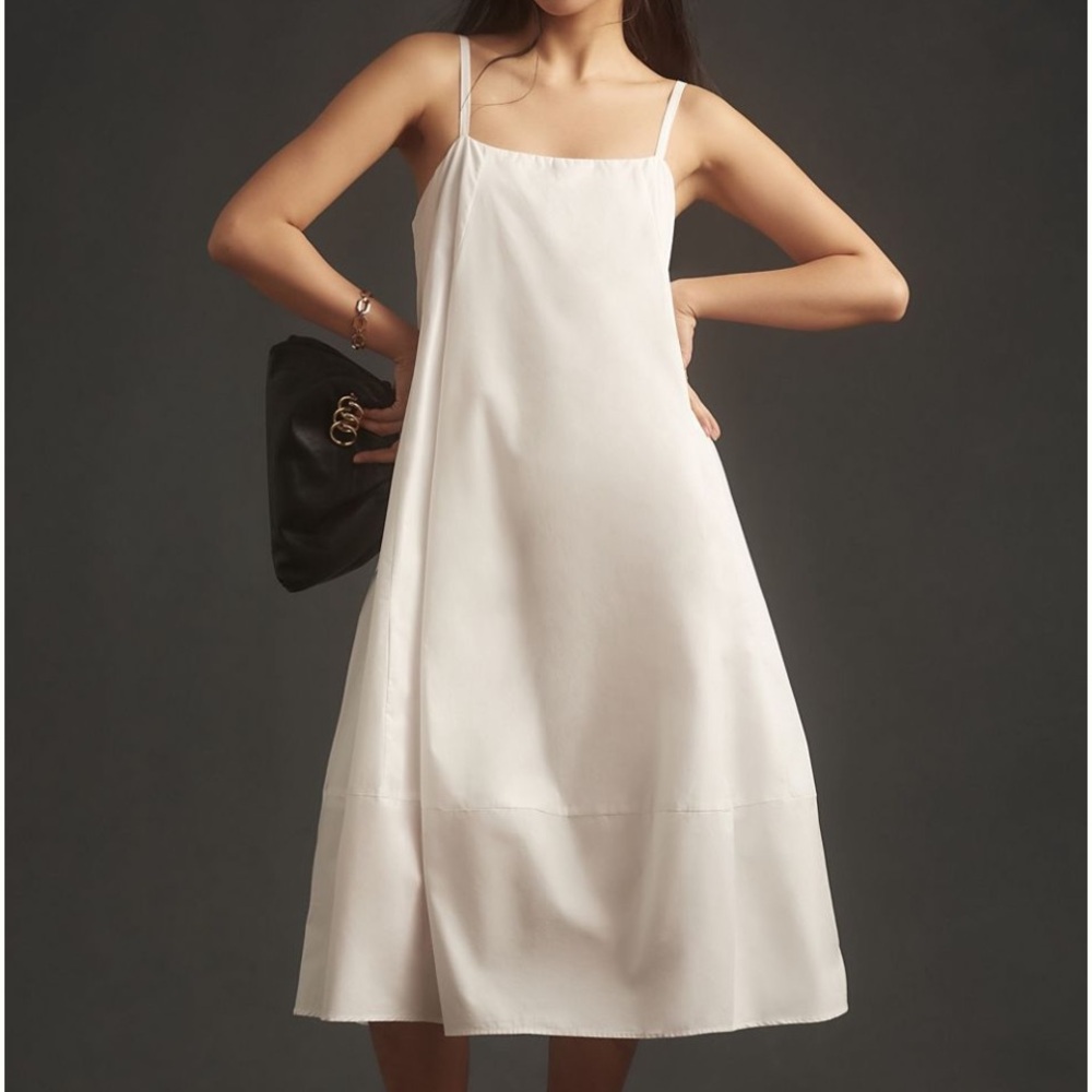 Anthropologie self contrast sleeveless barrel midi dress S